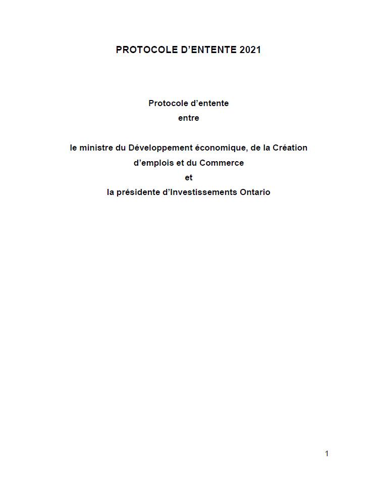 Protocole d’entente 2021